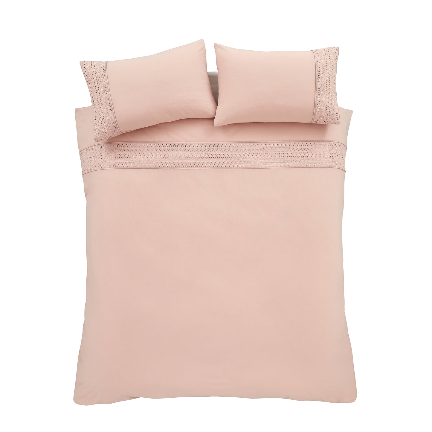 Catherine Lansfield Broderie Anglaise Duvet Cover Set - Blush