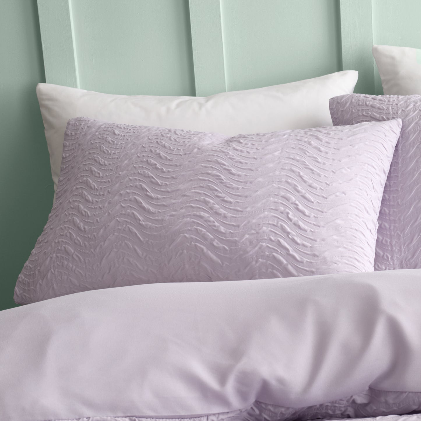 Catherine Lansfield Heatset Wave Duvet Cover Set - Lilac