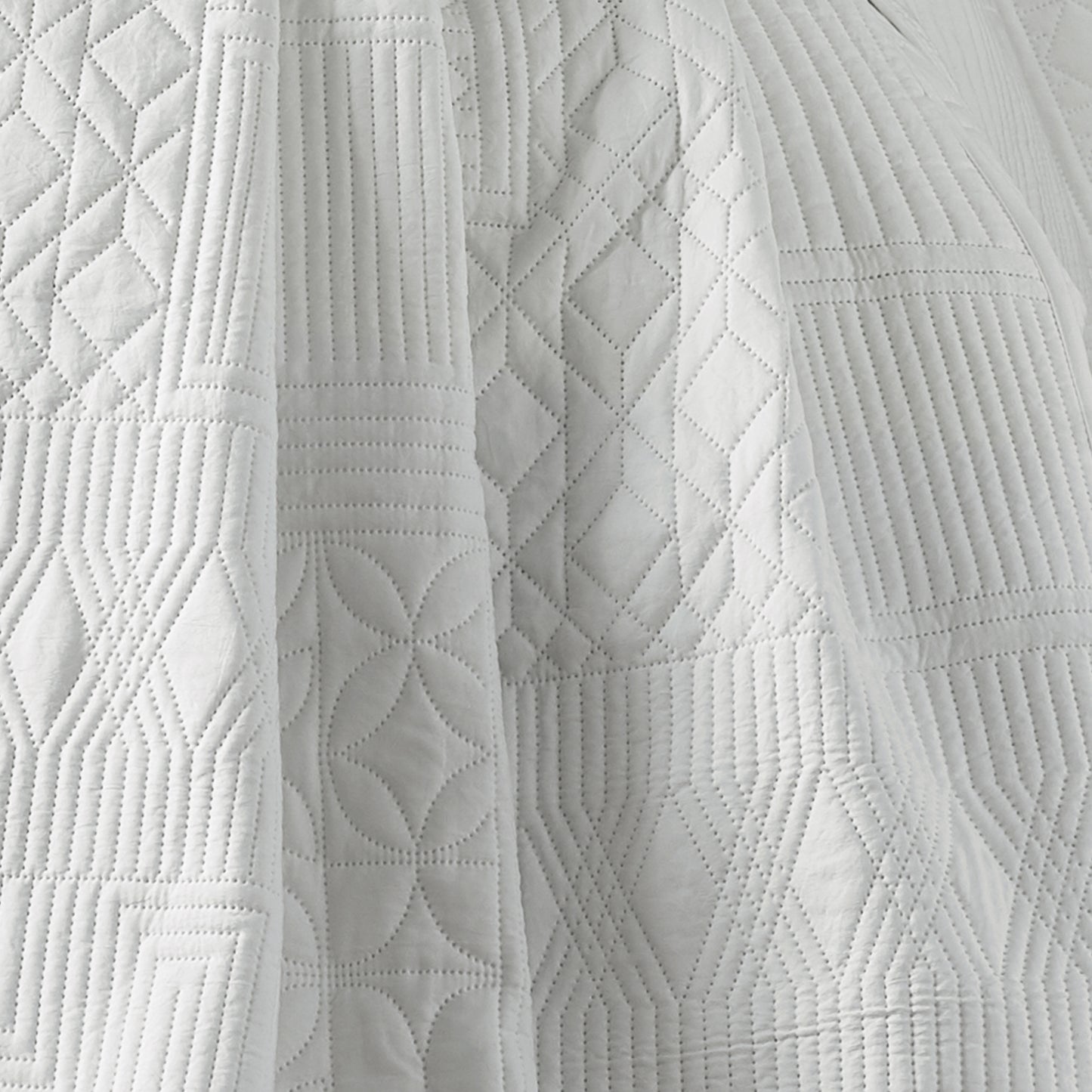 Catherine Lansfield Folkstone Geo Bedspread - White