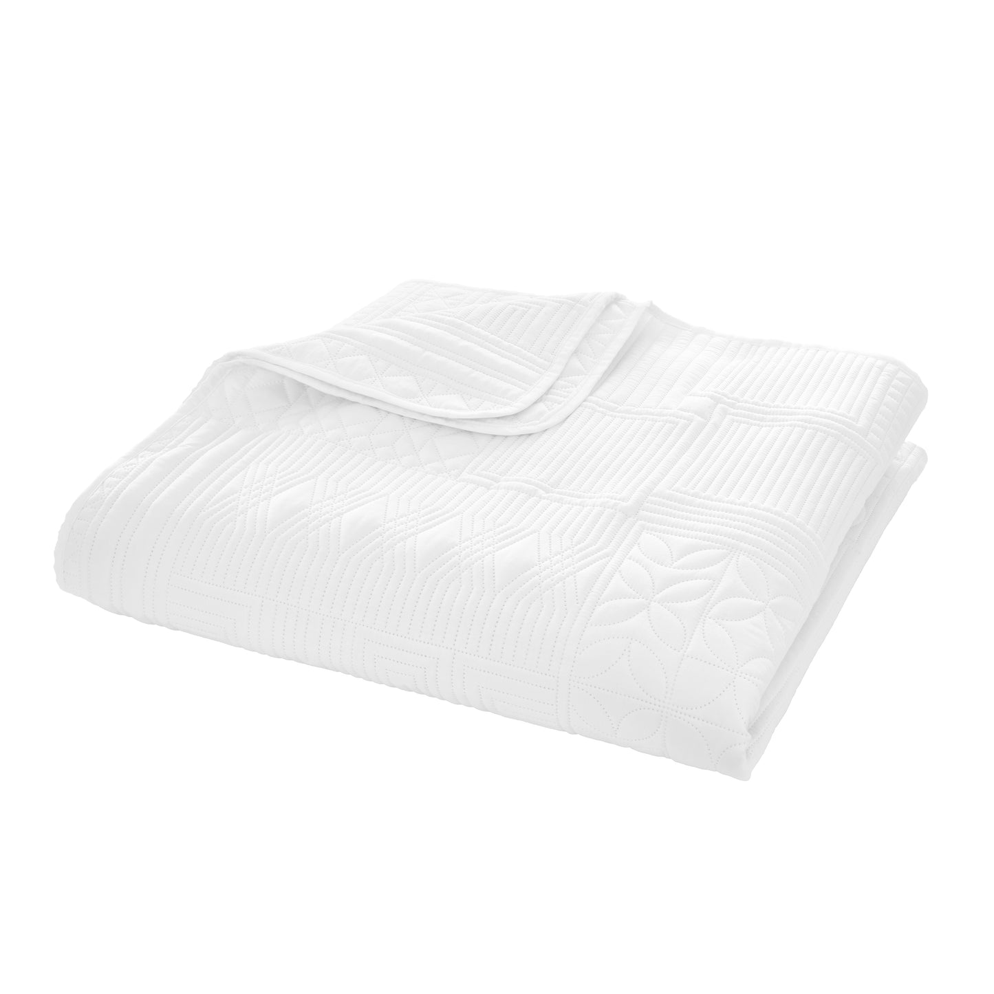 Catherine Lansfield Folkstone Geo Bedspread - White