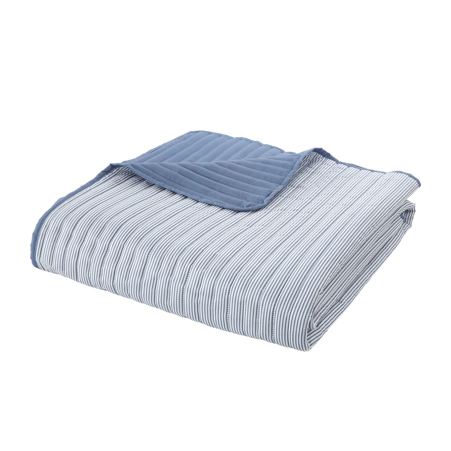 Catherine Lansfield Stripe Bedspread - Blue