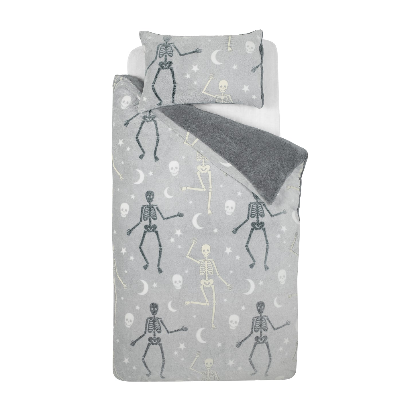 Catherine Lansfield Halloween Glow In The Dark Skeleton Duvet Cover Set