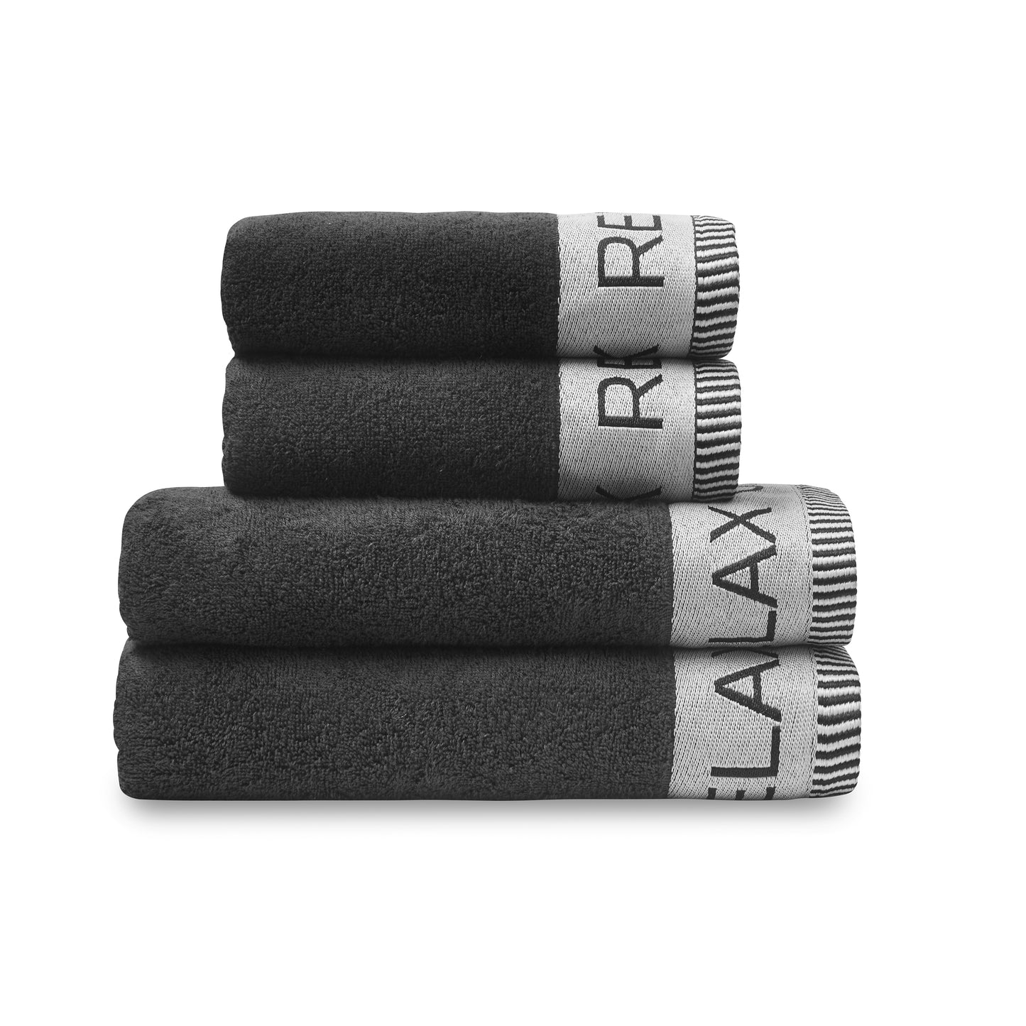 Catherine Lansfield Relax & Unwind Bath Towels - Black