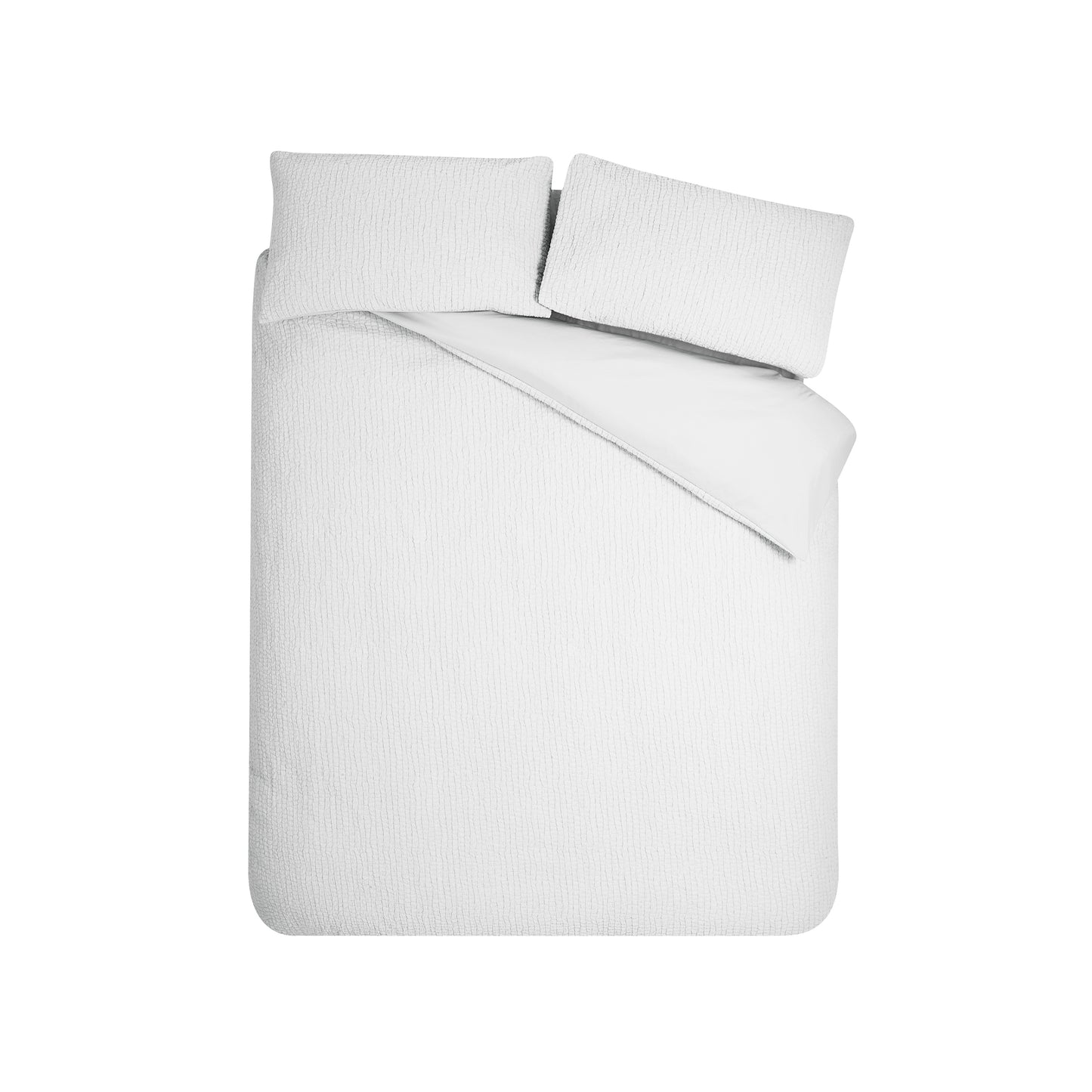 Catherine Lansfield Crinkle Seersucker Duvet Cover Set - White