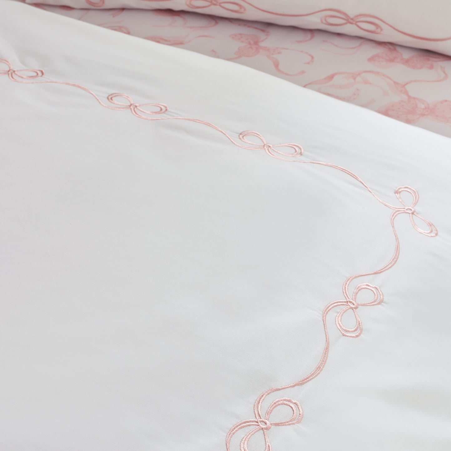 Catherine Lansfield Bow Embroidery Duvet Cover Set