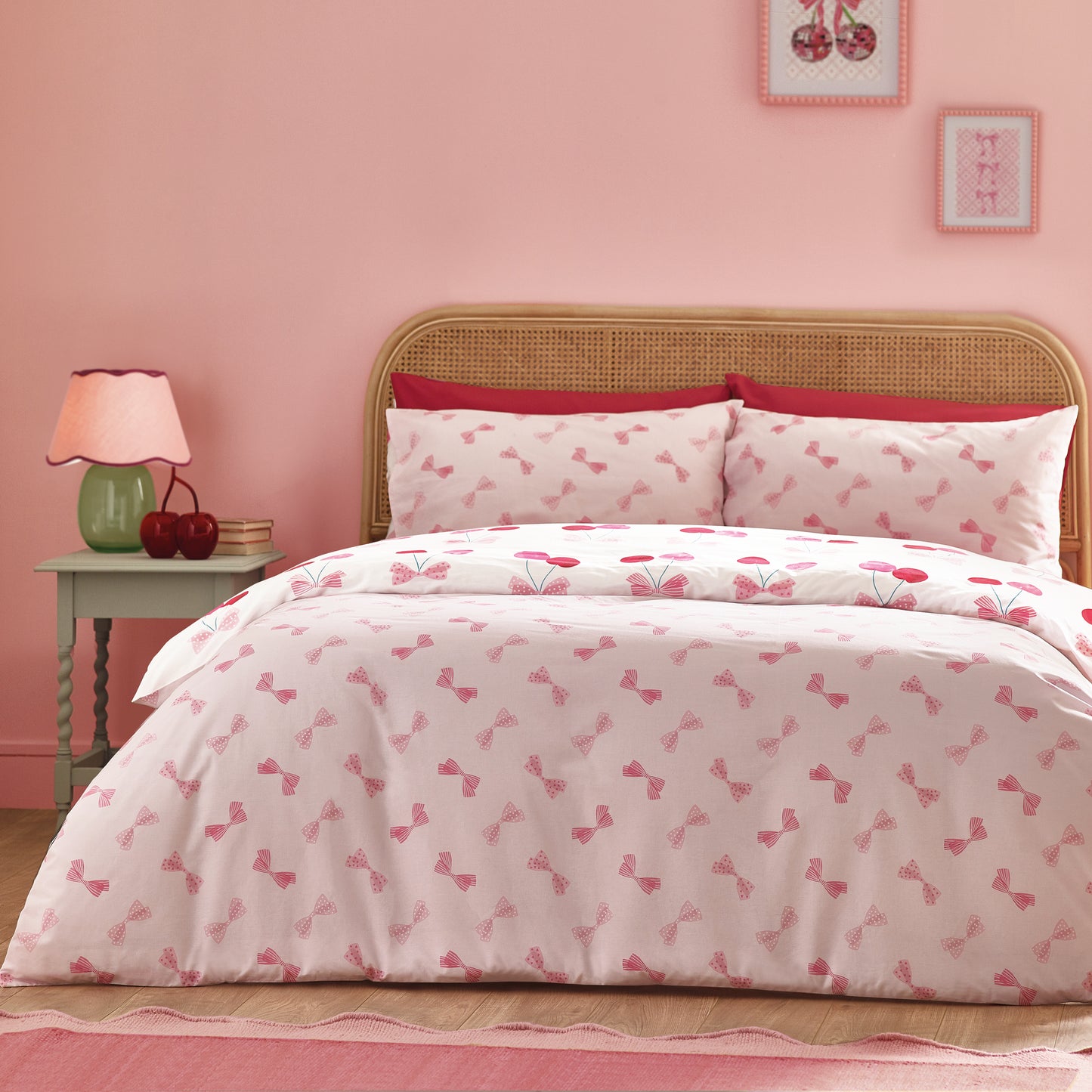 Catherine Lansfield Cherries And Bows Duvet Cover Set