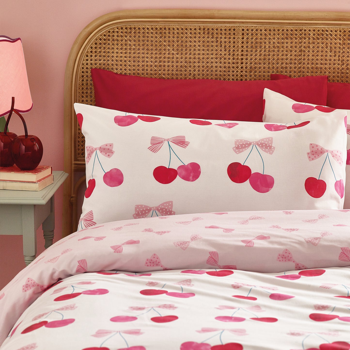 Catherine Lansfield Cherries And Bows Duvet Cover Set