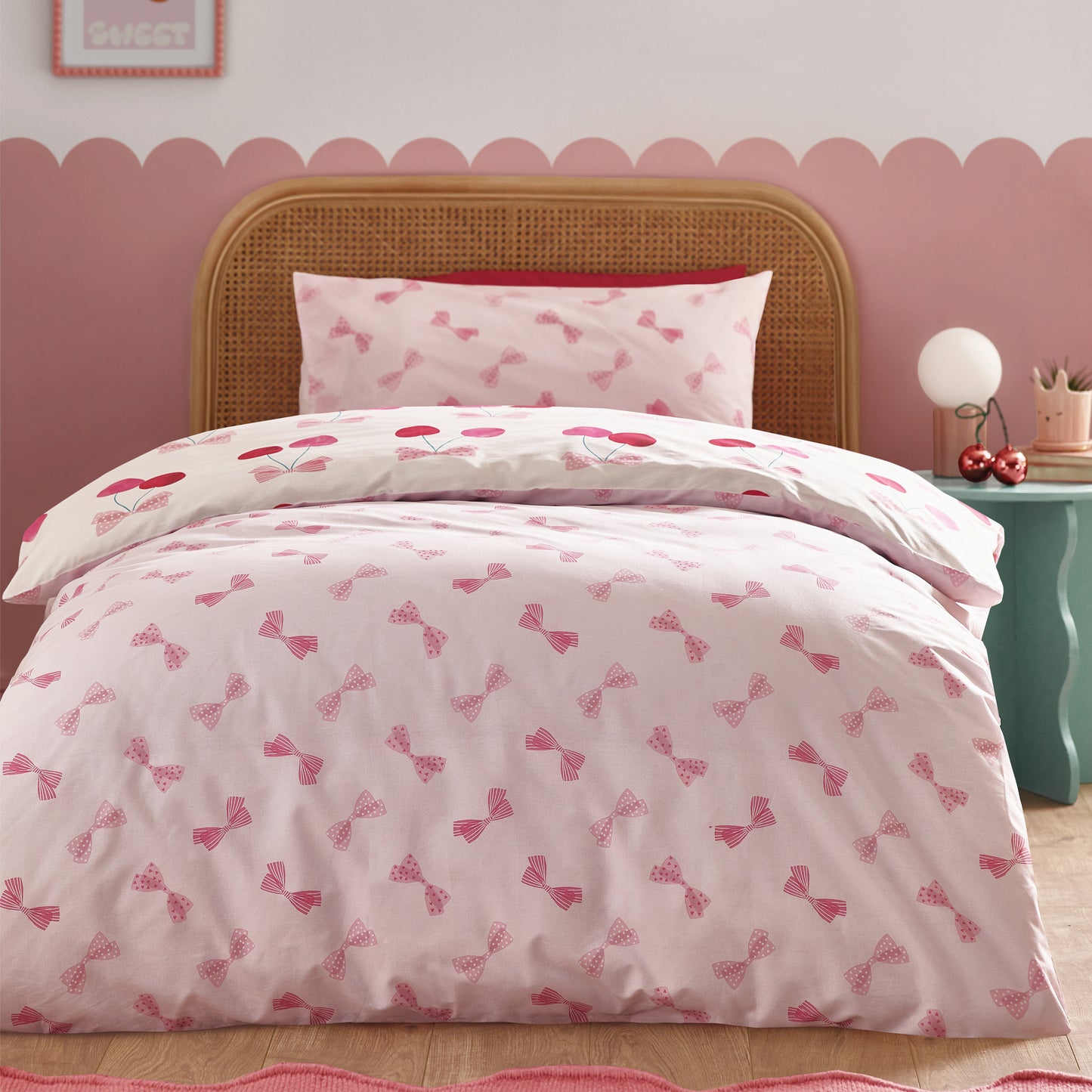 Catherine Lansfield Cherries And Bows Duvet Cover Set