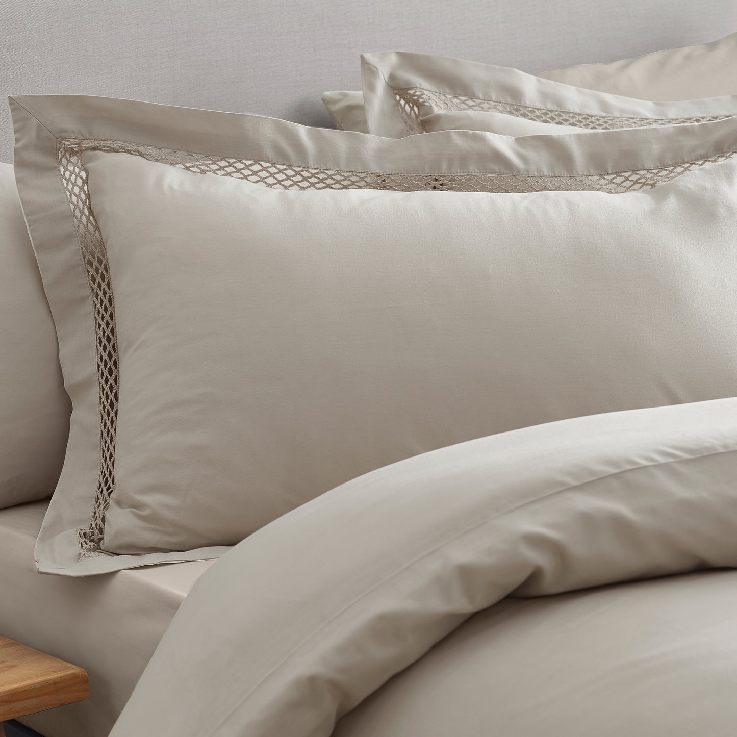 Catherine Lansfield Classic Lattice Lace Duvet Cover Set - Natural