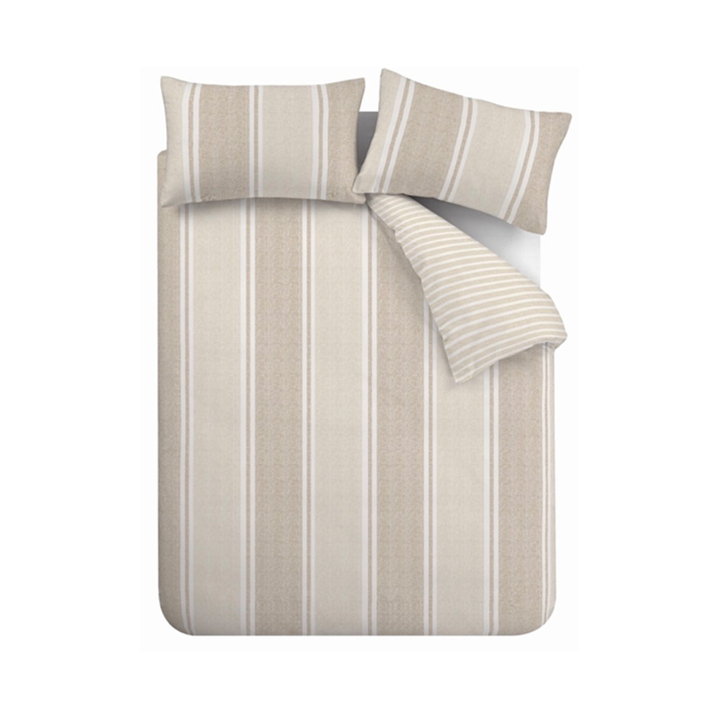 Catherine Lansfield Banded Stripe Duvet Cover Set - Natural