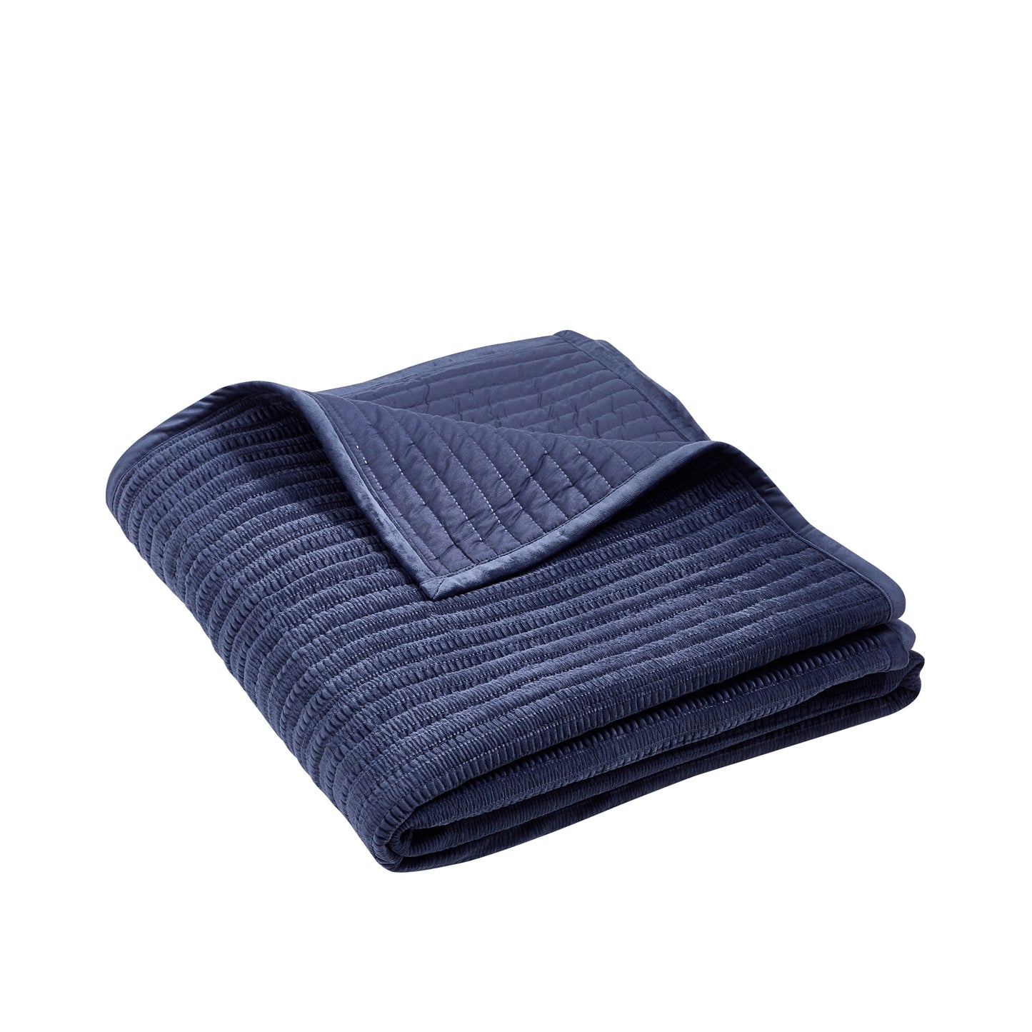 Catherine Lansfield Velvet Pinsonic Bedspread - Navy