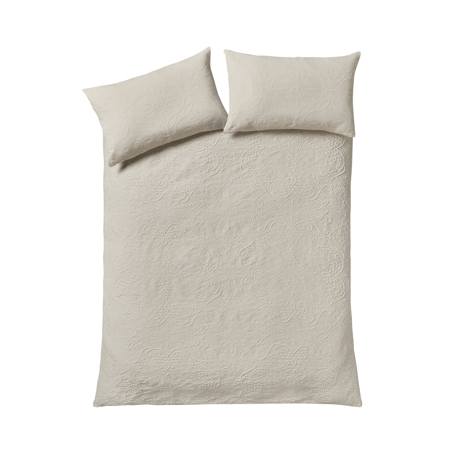 Catherine Lansfield Amelia Jacquard Duvet Cover Set - Cream