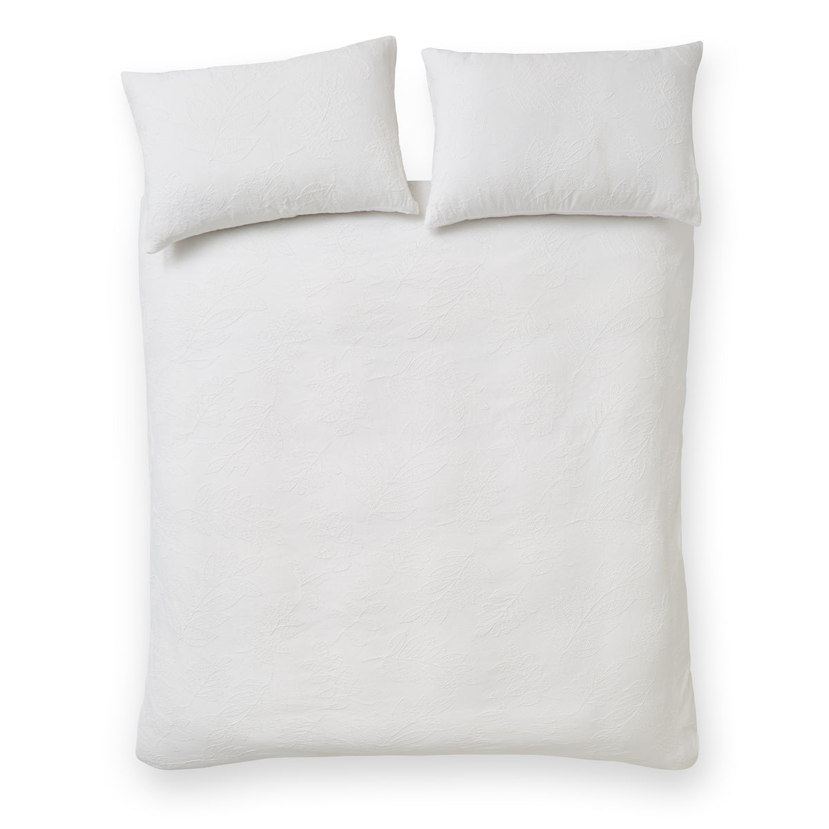 Catherine Lansfield Jacquard Leaves Duvet Cover Set - White