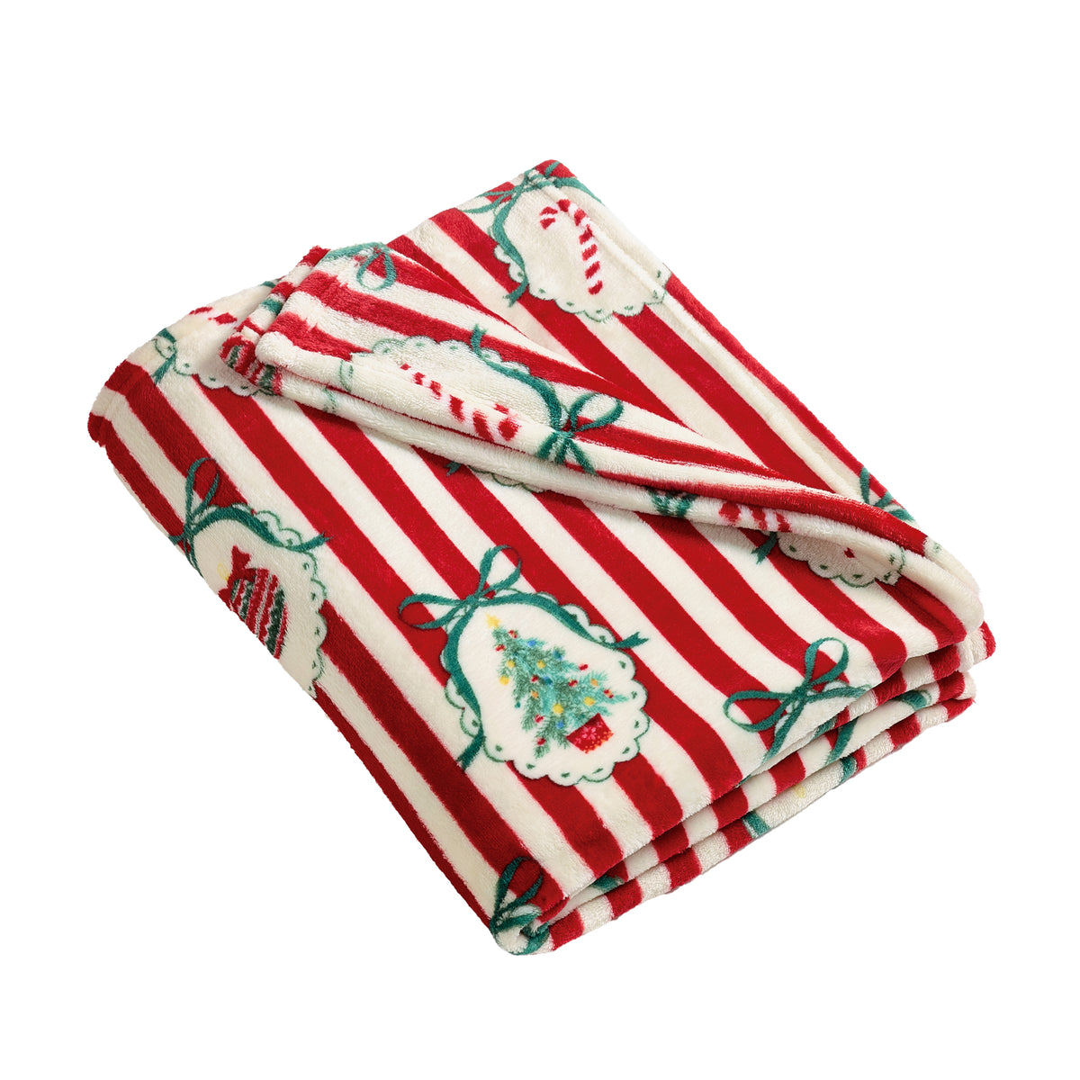 Catherine Lansfield Christmas Vintage Stripe Throw - Red