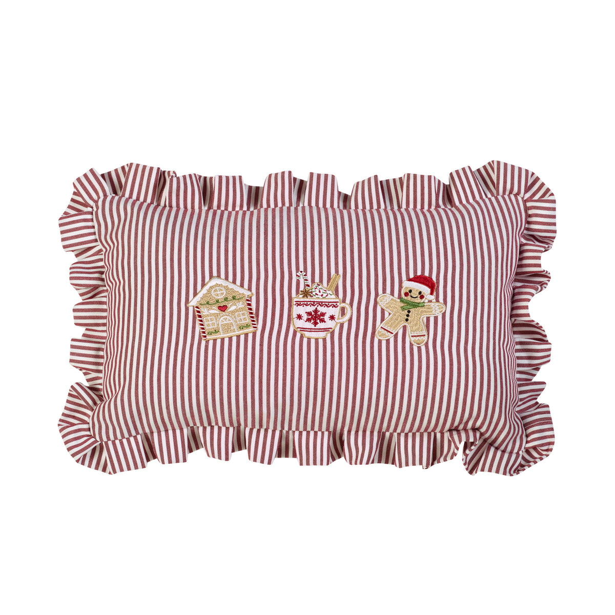Catherine Lansfield Christmas Gingerbread Stripe Filled Cushion - Natural
