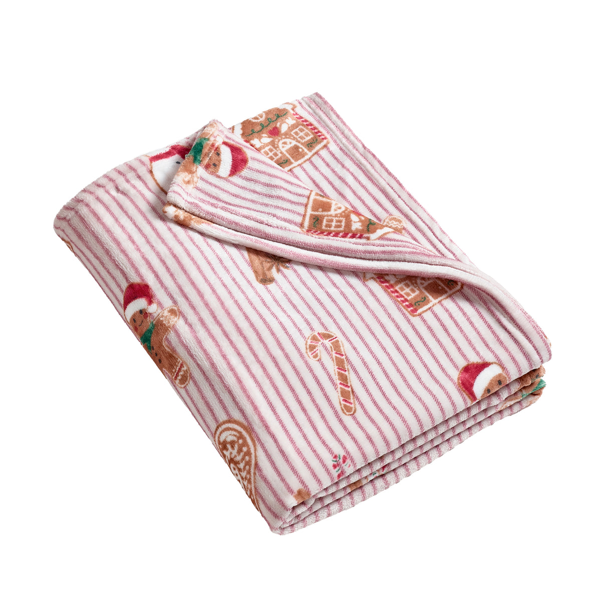 Catherine Lansfield Christmas Gingerbread Stripe Throw - Natural