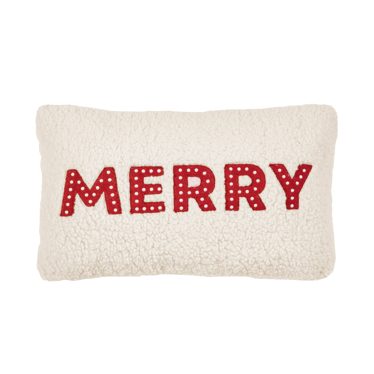 Catherine Lansfield Merry Boucle Filled Cushion - White/Red