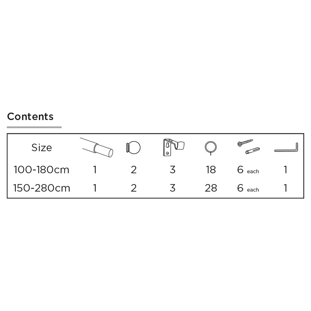 Speedy Ball 10/13mm Extendable Metal Curtain Pole - Satin Silver