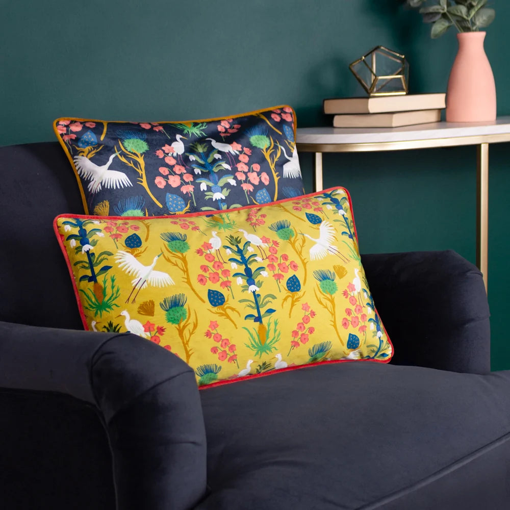 Kate Merritt Herons Cushion - Navy
