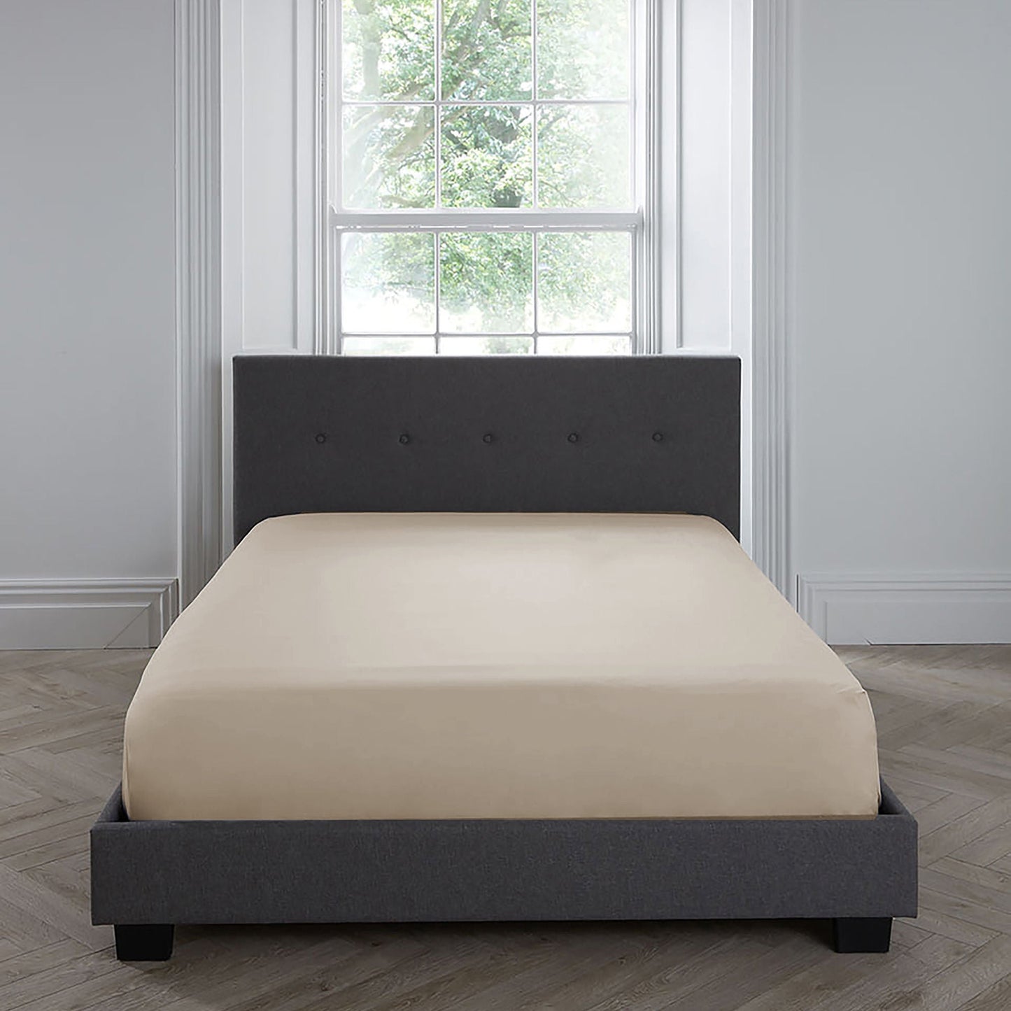 200TC Plain Dye 35cm Fitted Bed Sheet by Appletree Boutique in Natural - 35cm Fitted Bed Sheet - Appletree Boutique