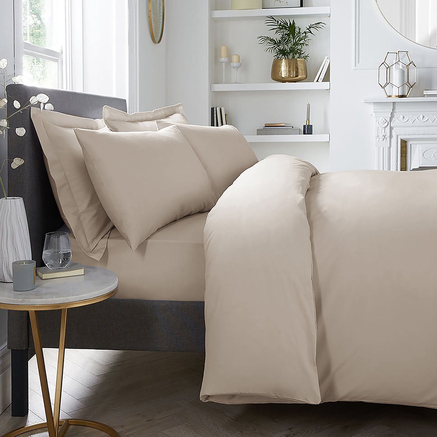 200TC Plain Dye 35cm Fitted Bed Sheet by Appletree Boutique in Natural - 35cm Fitted Bed Sheet - Appletree Boutique