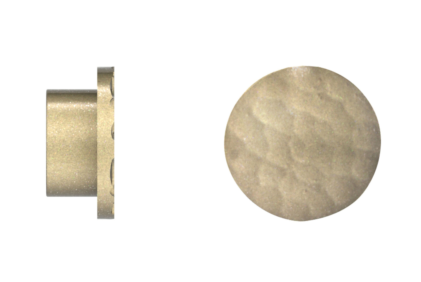 Hallis Arc 25mm Metal Curtain Pole Hammered Disc Finial - Soft Brass