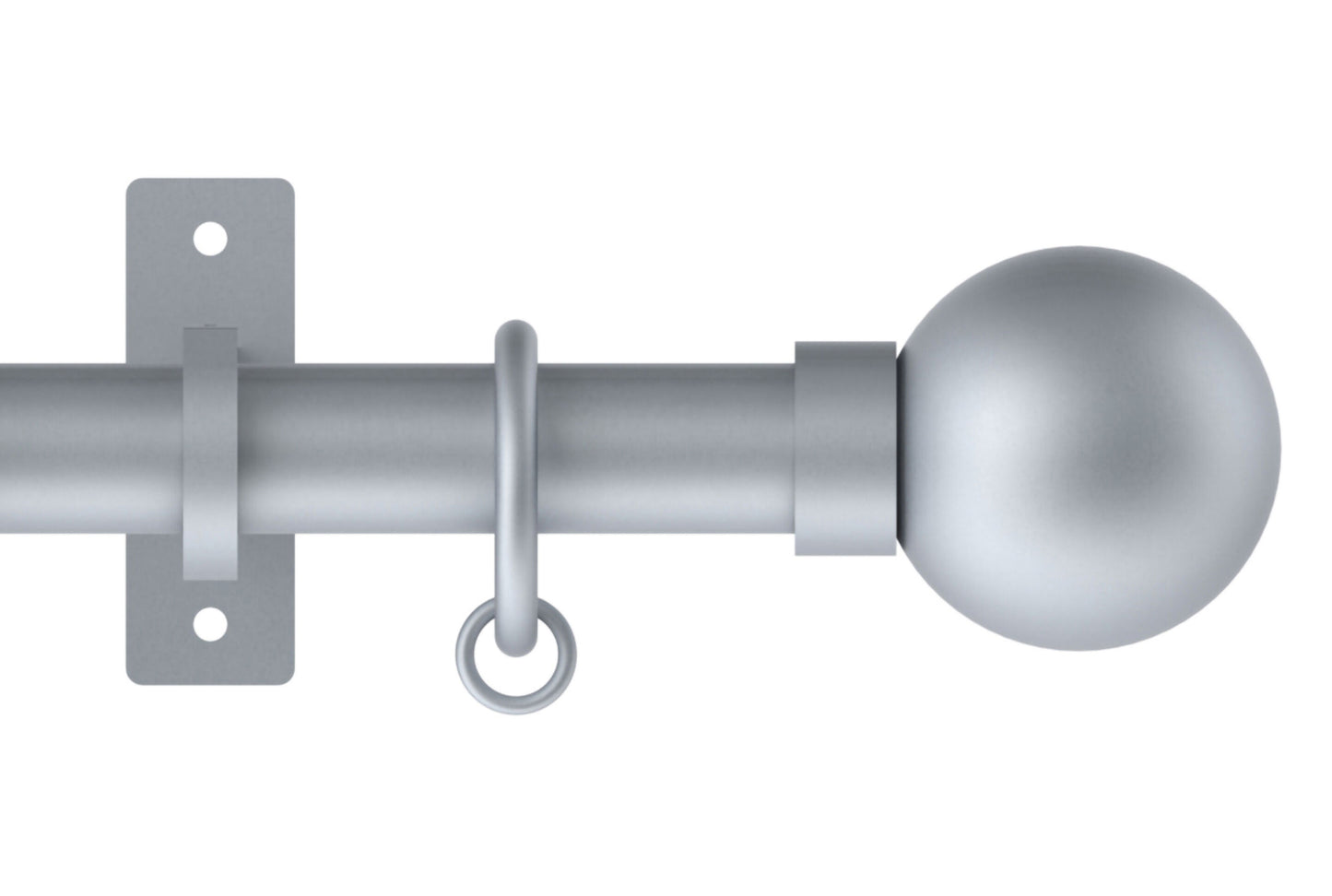 Hallis Arc Ball 25mm Metal Curtain Pole - Soft Silver