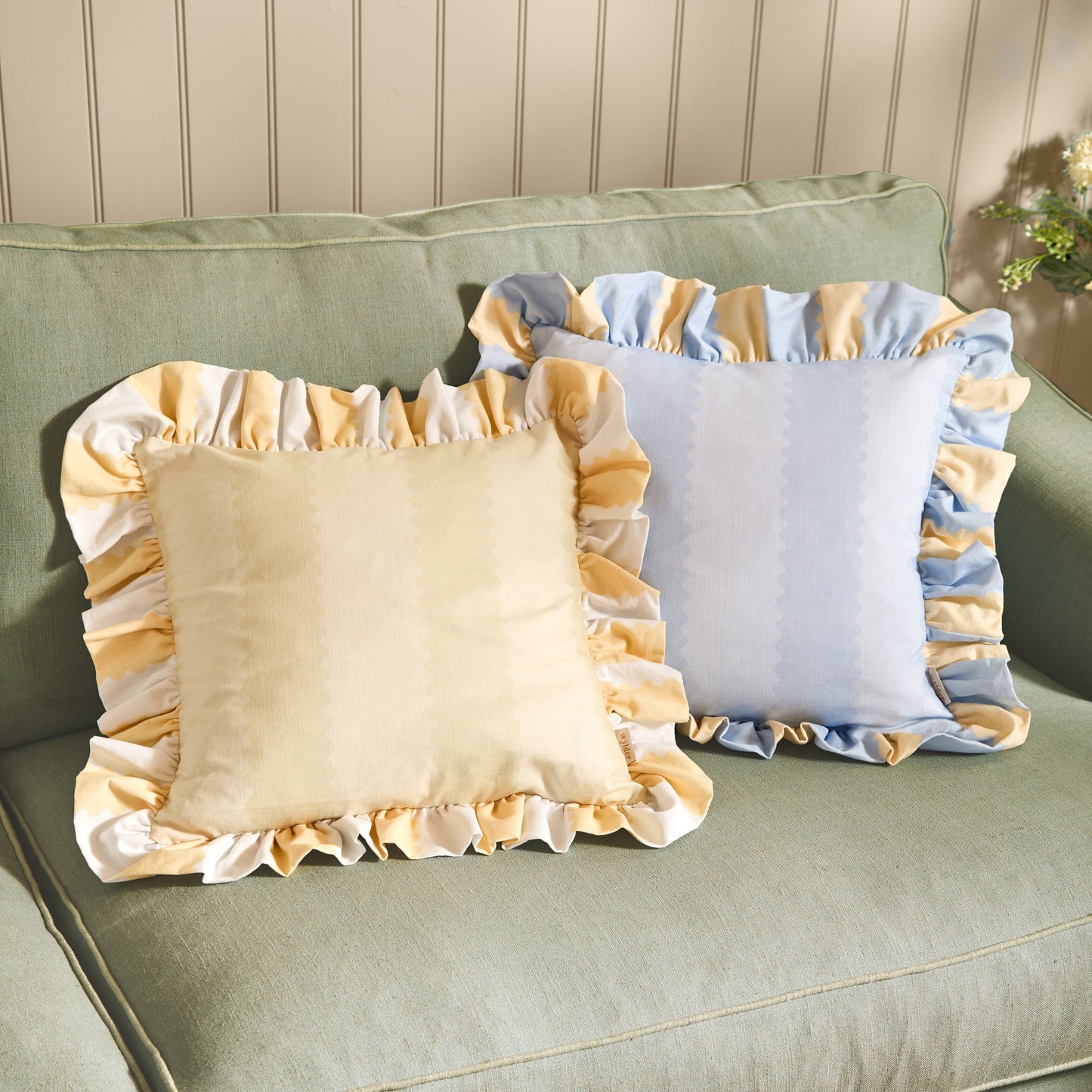 Furn Birdie Stripe Ruffle Cushion - Butter Yellow