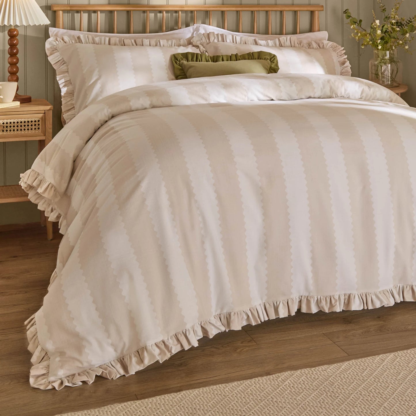 Wylder Birdie Stripe Duvet Cover Set - Oat/Milk