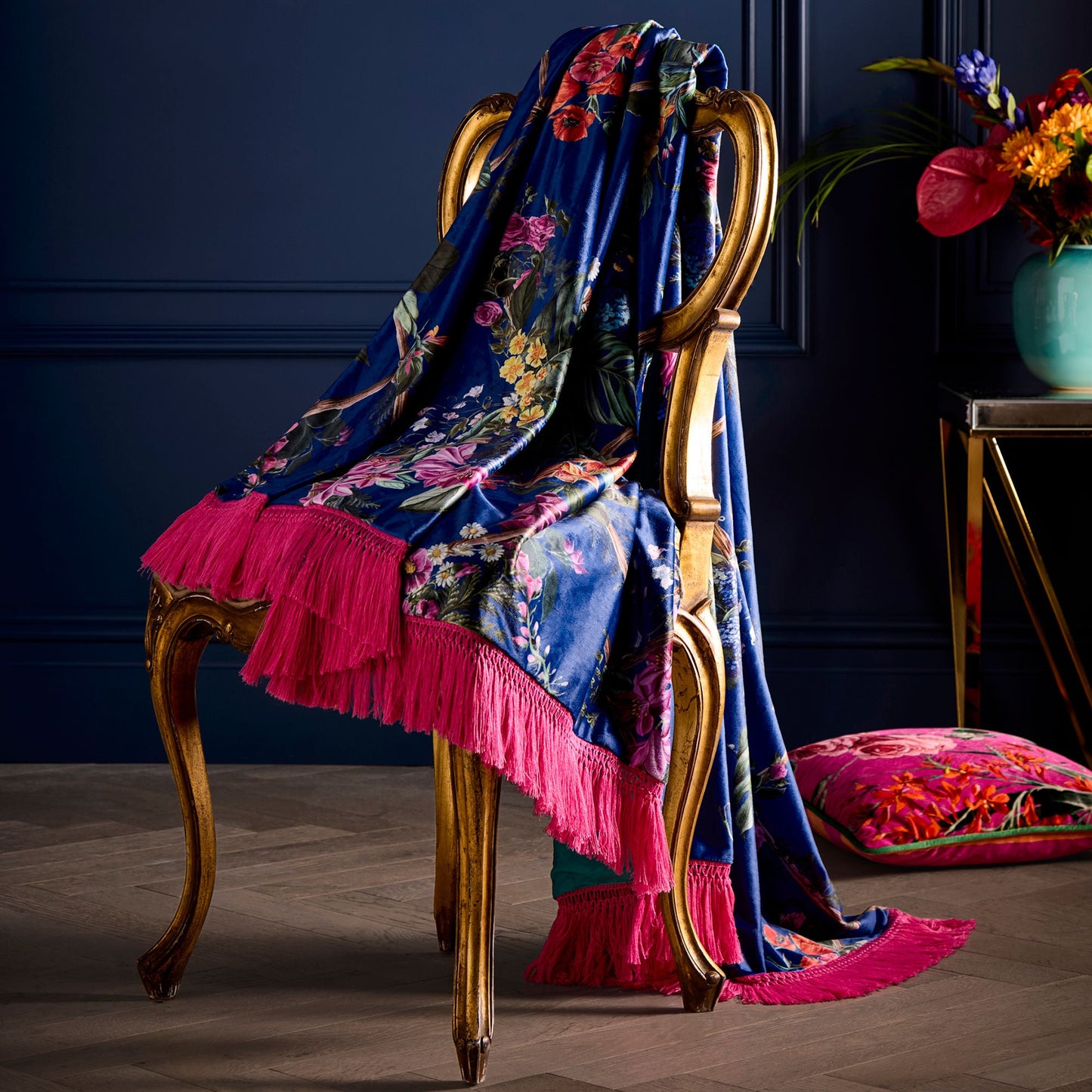Cotswold Fantasia Throw by Laurence Llewelyn-Bowen in Navy 130 x 180cm - Throw - Laurence Llewelyn-Bowen