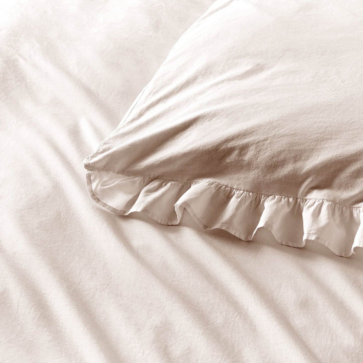 Cassia Frill Duvet Cover Set by Appletree Loft in Natural - Duvet Cover Set - Appletree Loft