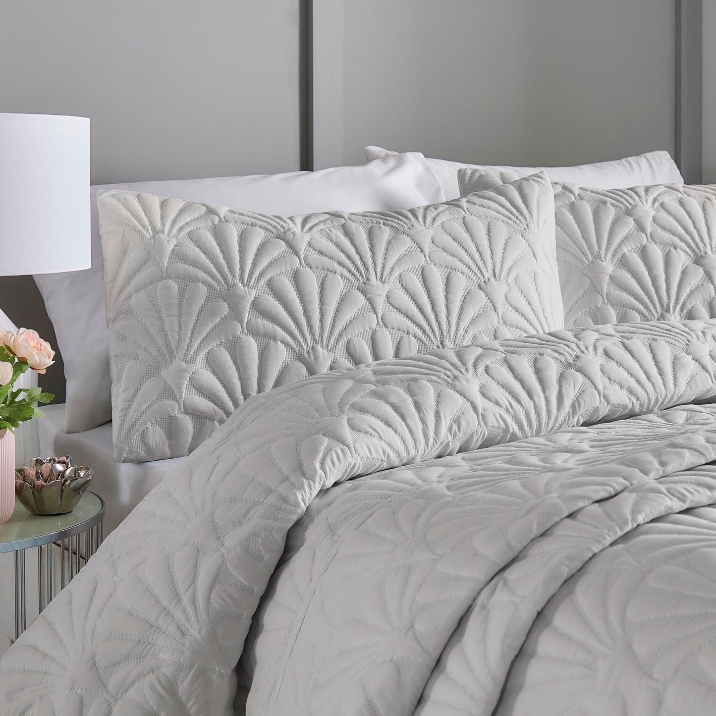 Cavali Duvet Cover Set by Serene in Silver - Duvet Cover Set - Serene