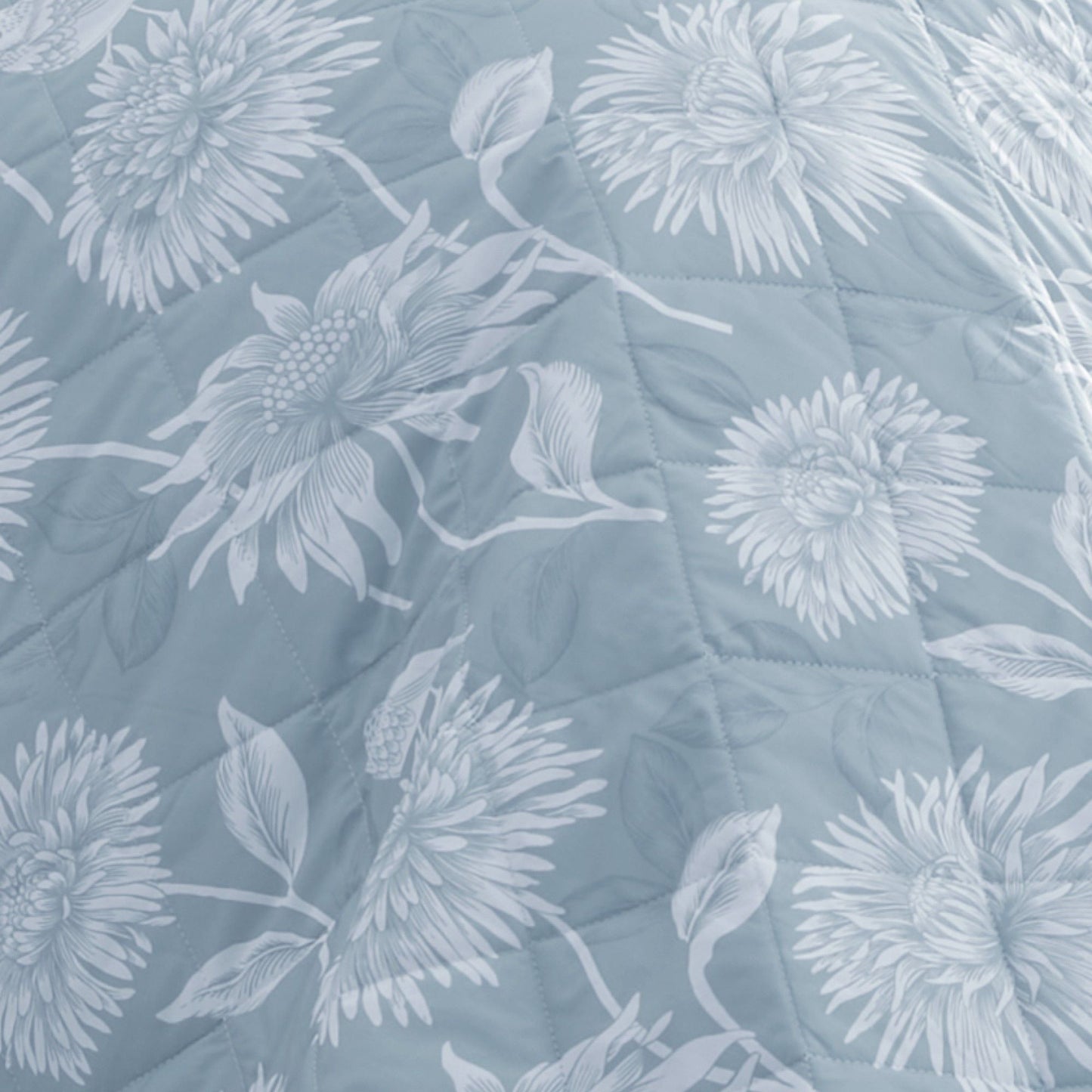 Chrysanthemum Bedspread by Dreams & Drapes Design in Blue 200cm X 230cm - Bedspread - Dreams & Drapes Design