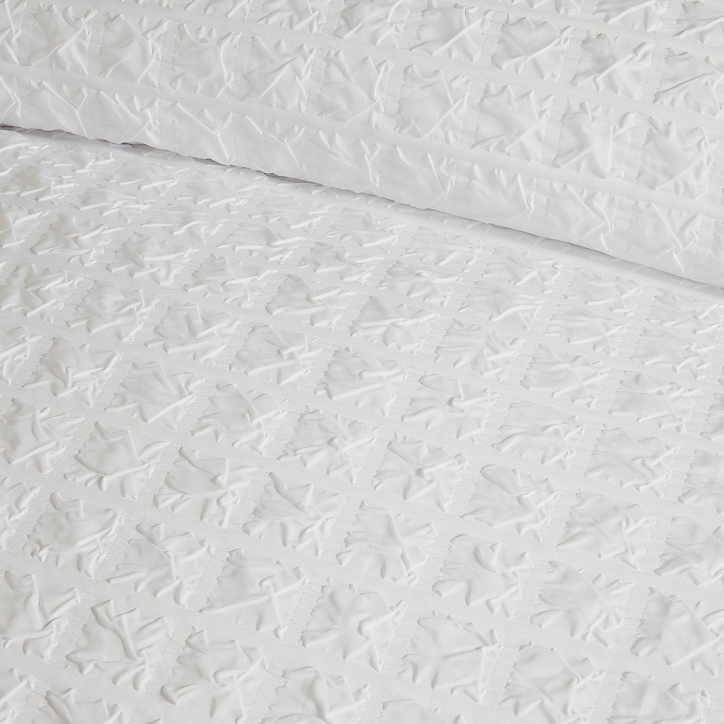 Serene Embossed Grid Duvet Cover Set - White