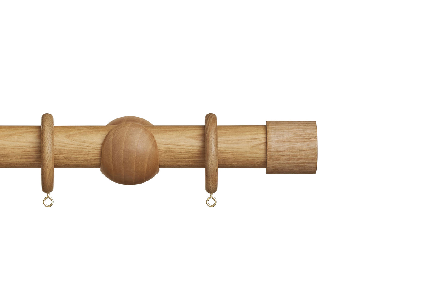 Hallis Eden End Cap 35mm Wooden Curtain Pole - Natural Ash