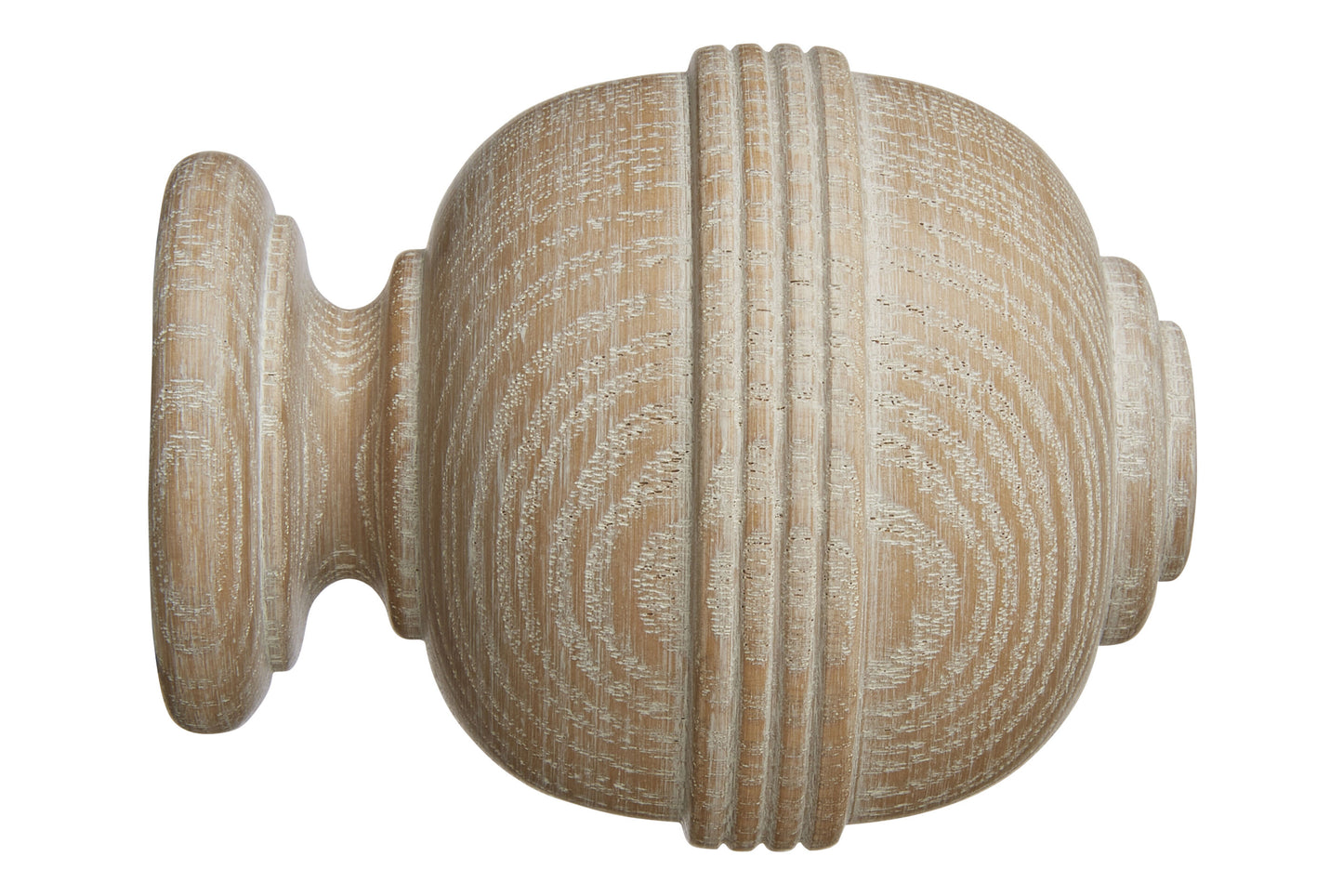 Hallis Eden 35mm Ridged Ball Wooden Curtain Pole Finial - Oatmeal