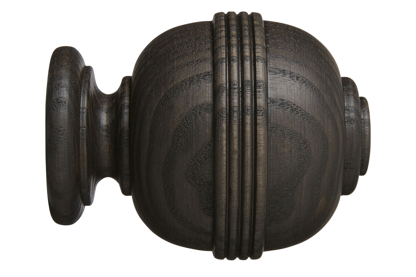 Hallis Eden 35mm Ridged Ball Wooden Curtain Pole Finial - Umber