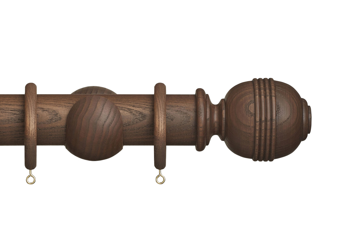 Hallis Eden Ridged Ball 45mm Wooden Curtain Pole - Cocoa