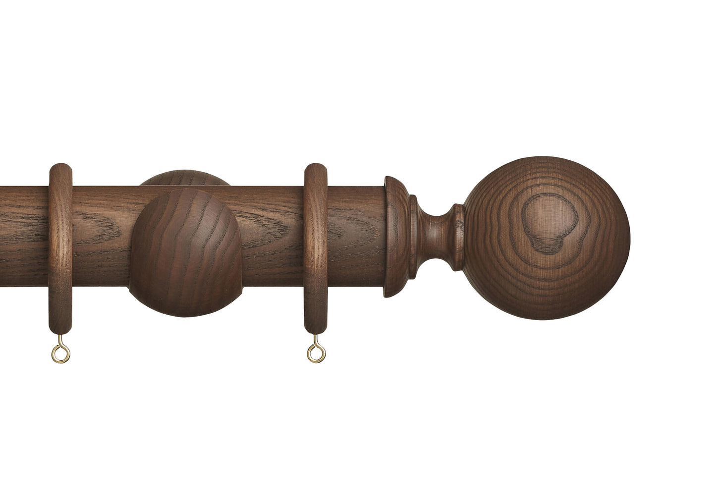 Hallis Eden Ball 45mm Wooden Curtain Pole - Cocoa