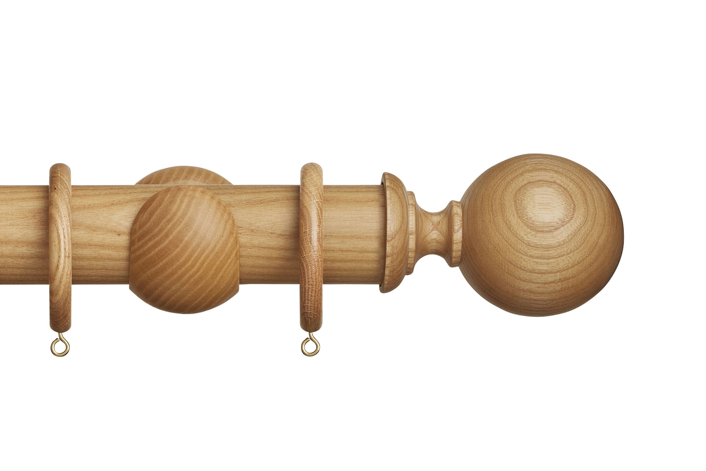 Hallis Eden Ball 45mm Wooden Curtain Pole - Natural Ash