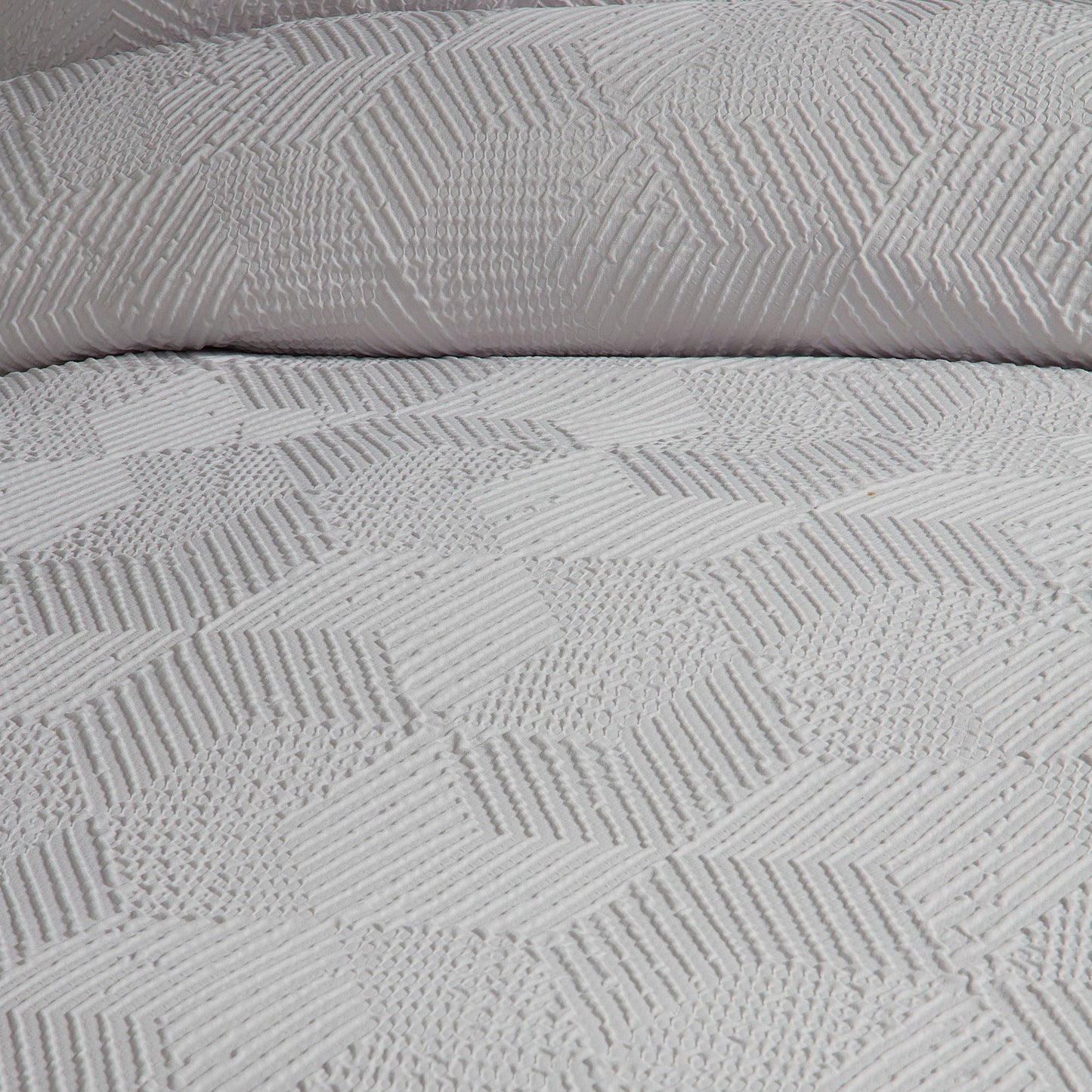 Serene Embossed Geo Duvet Cover Set - Grey