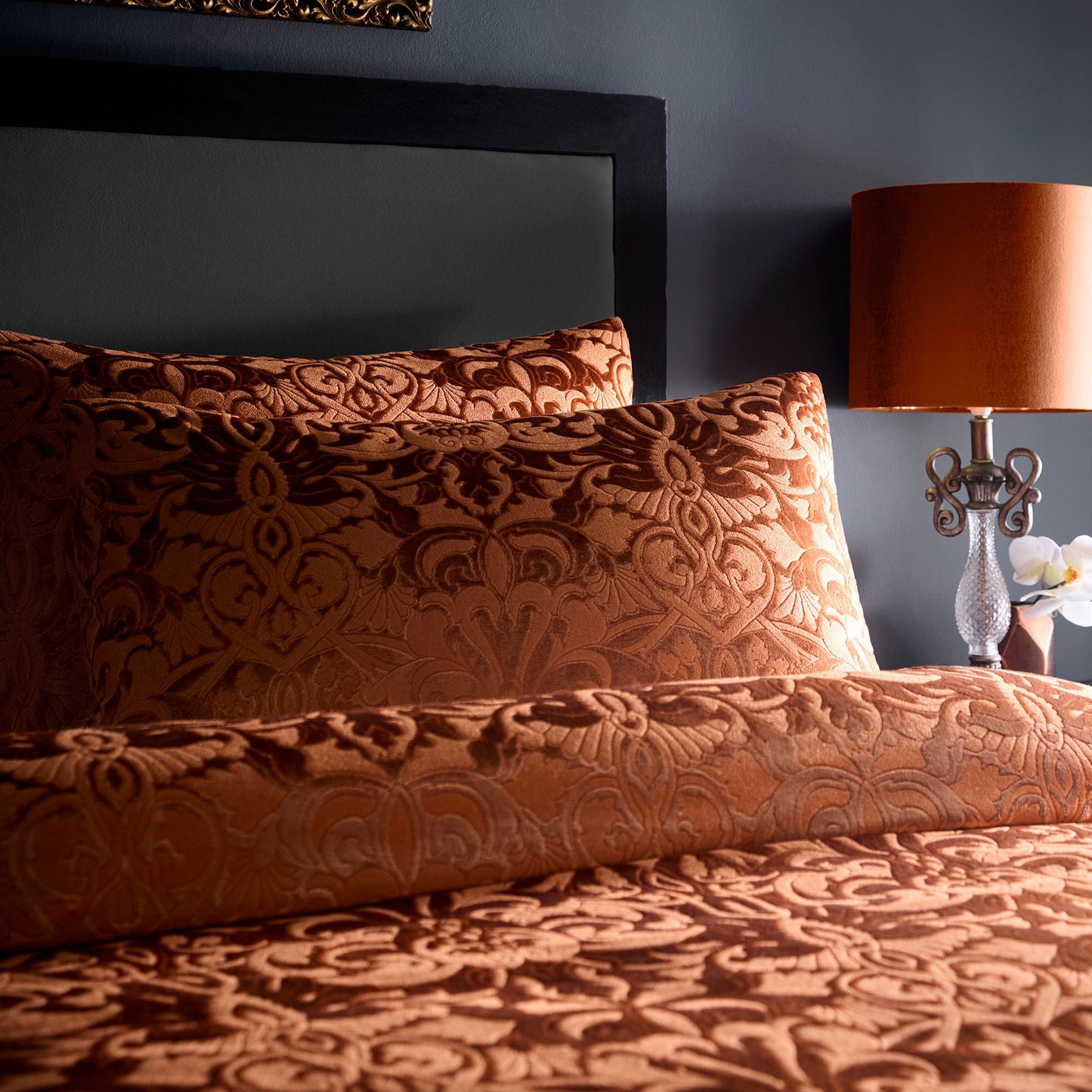 Laurence Llewelyn-Bowen Firenza Velvet Duvet Cover Set - Spice