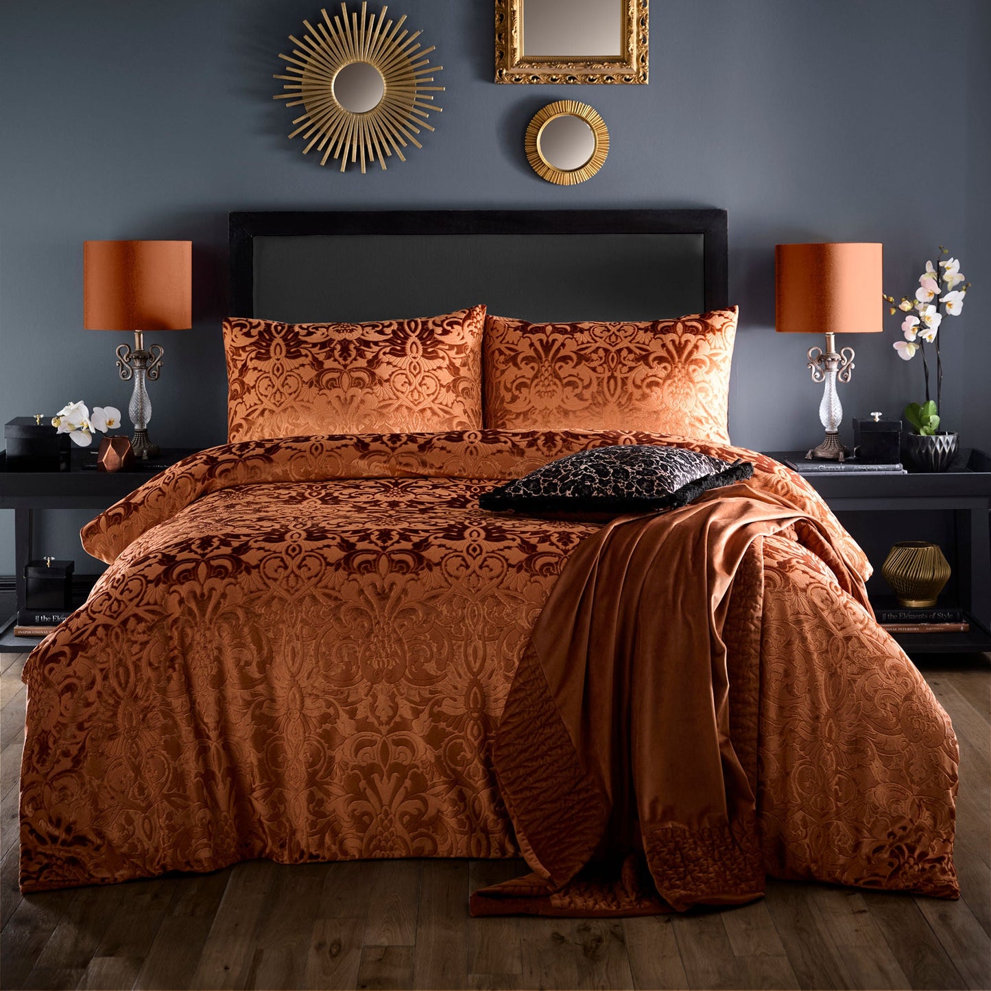 Laurence Llewelyn-Bowen Firenza Velvet Duvet Cover Set - Spice