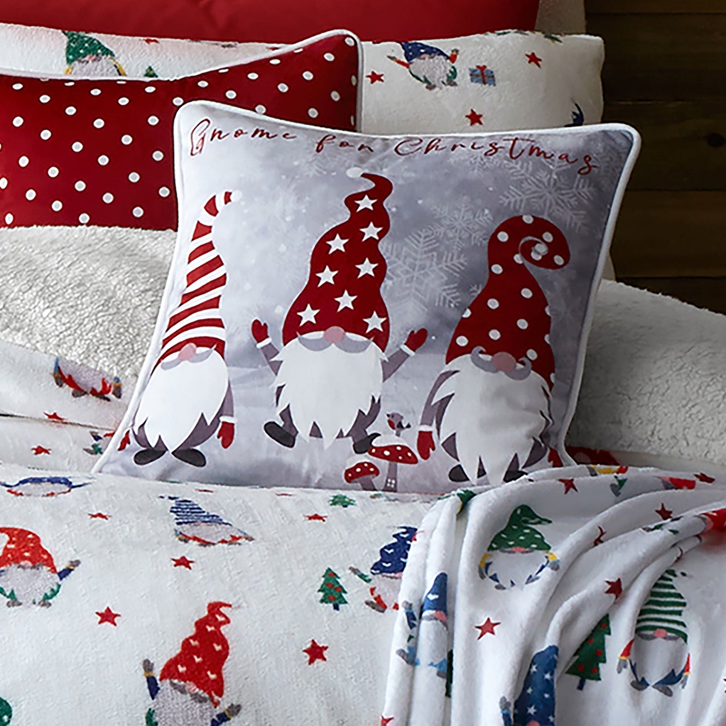 Festive Gonks Cushion by Fusion in Red 43 x 43cm - Cushion - Fusion