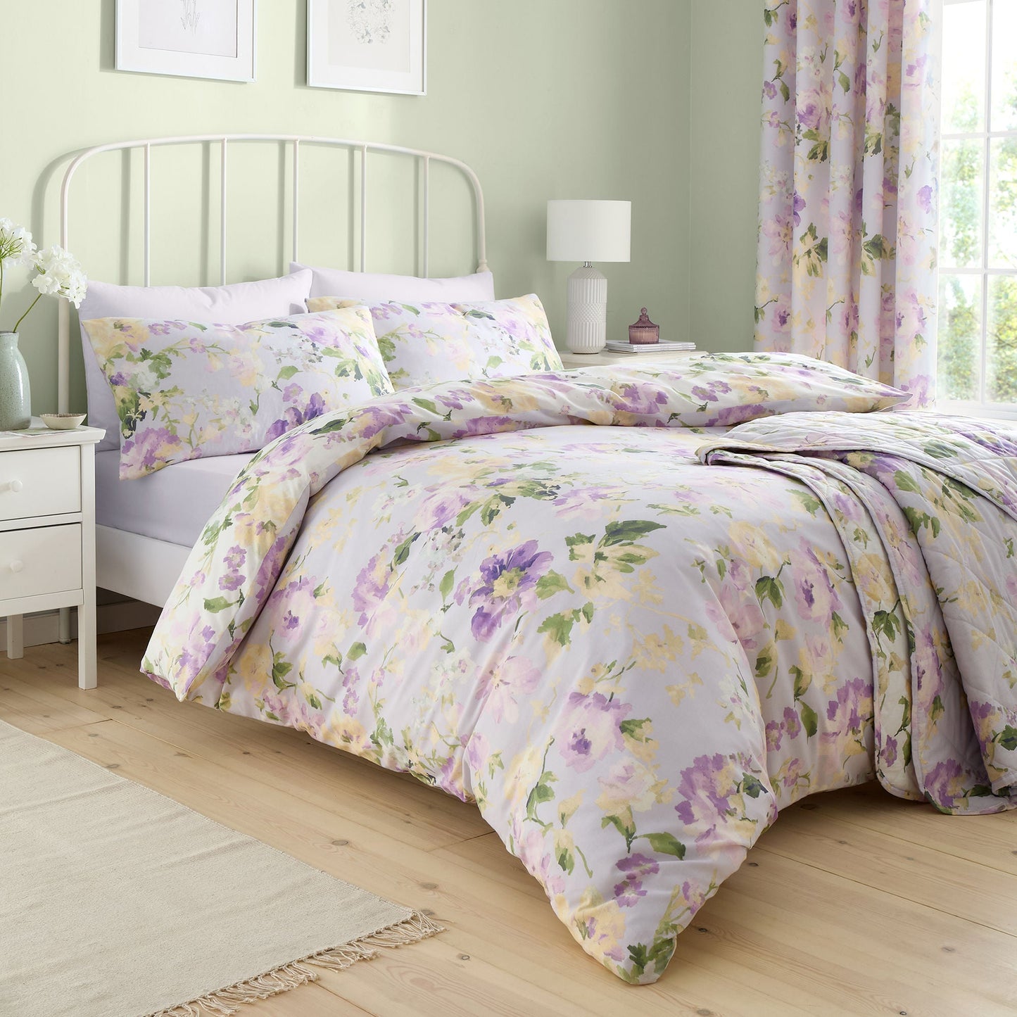 Flourette Duvet Cover Set by Dreams & Drapes Design in Lilac - Duvet Cover Set - Dreams & Drapes Design