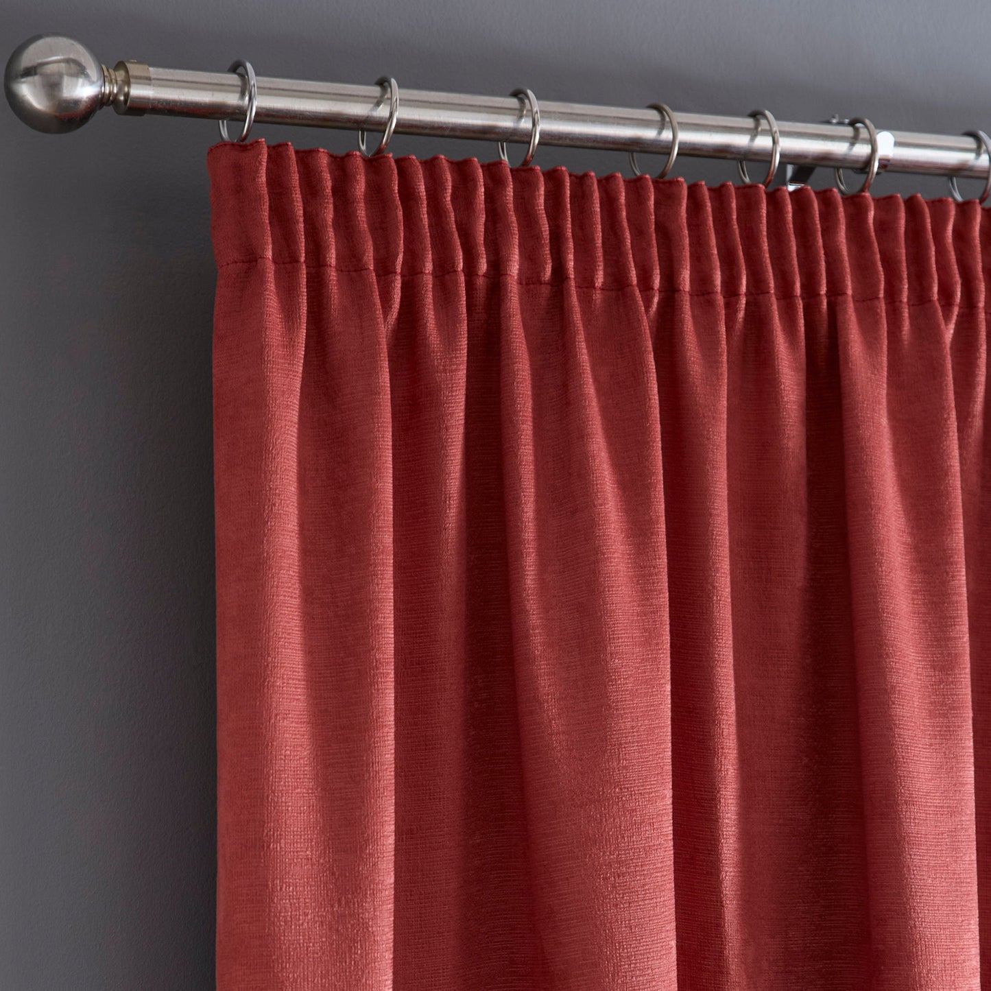 Galaxy Pair of Pencil Pleat Curtains by Fusion in Terracotta - Pair of Pencil Pleat Curtains - Fusion