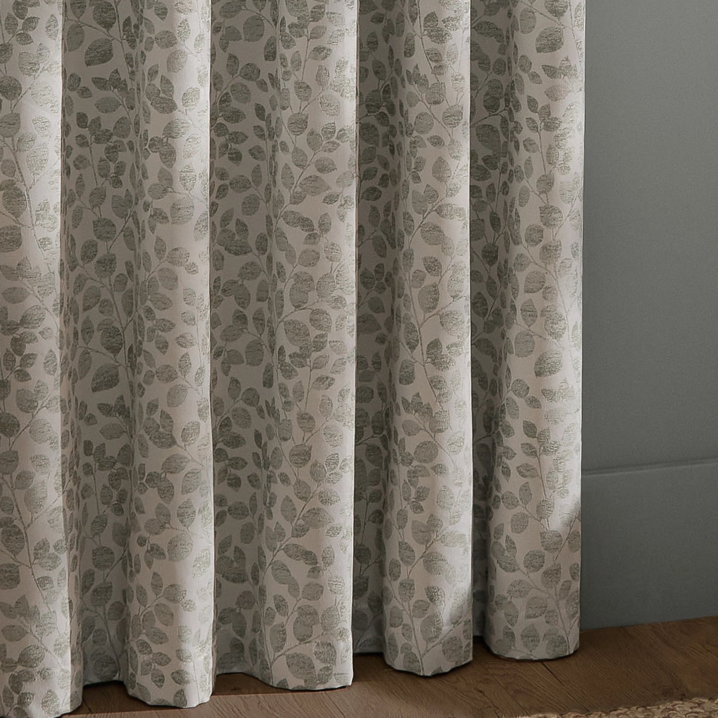 Wylder Grace Leaf Eyelet Curtains - Mist Grey