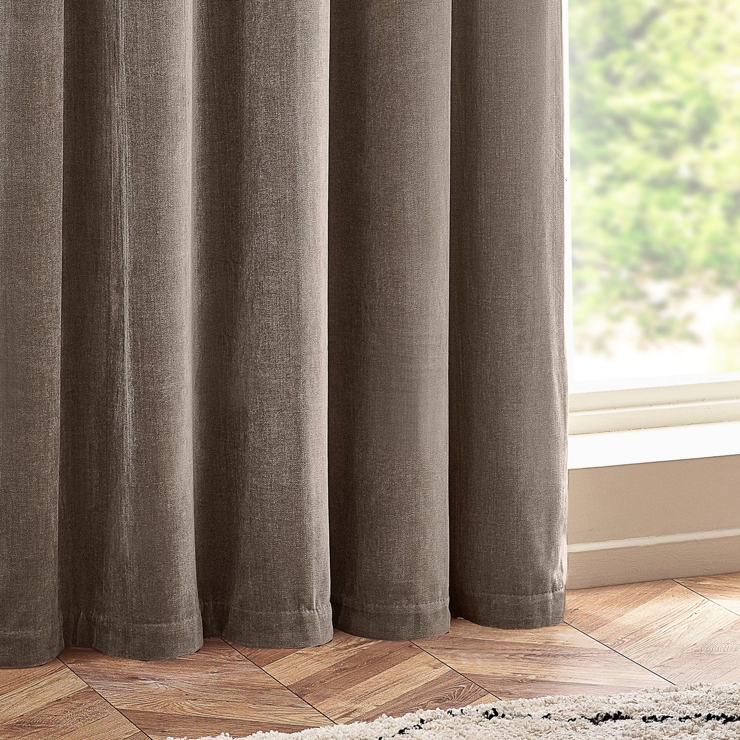 Yard Heavy Chenille Eyelet Curtains - Greige
