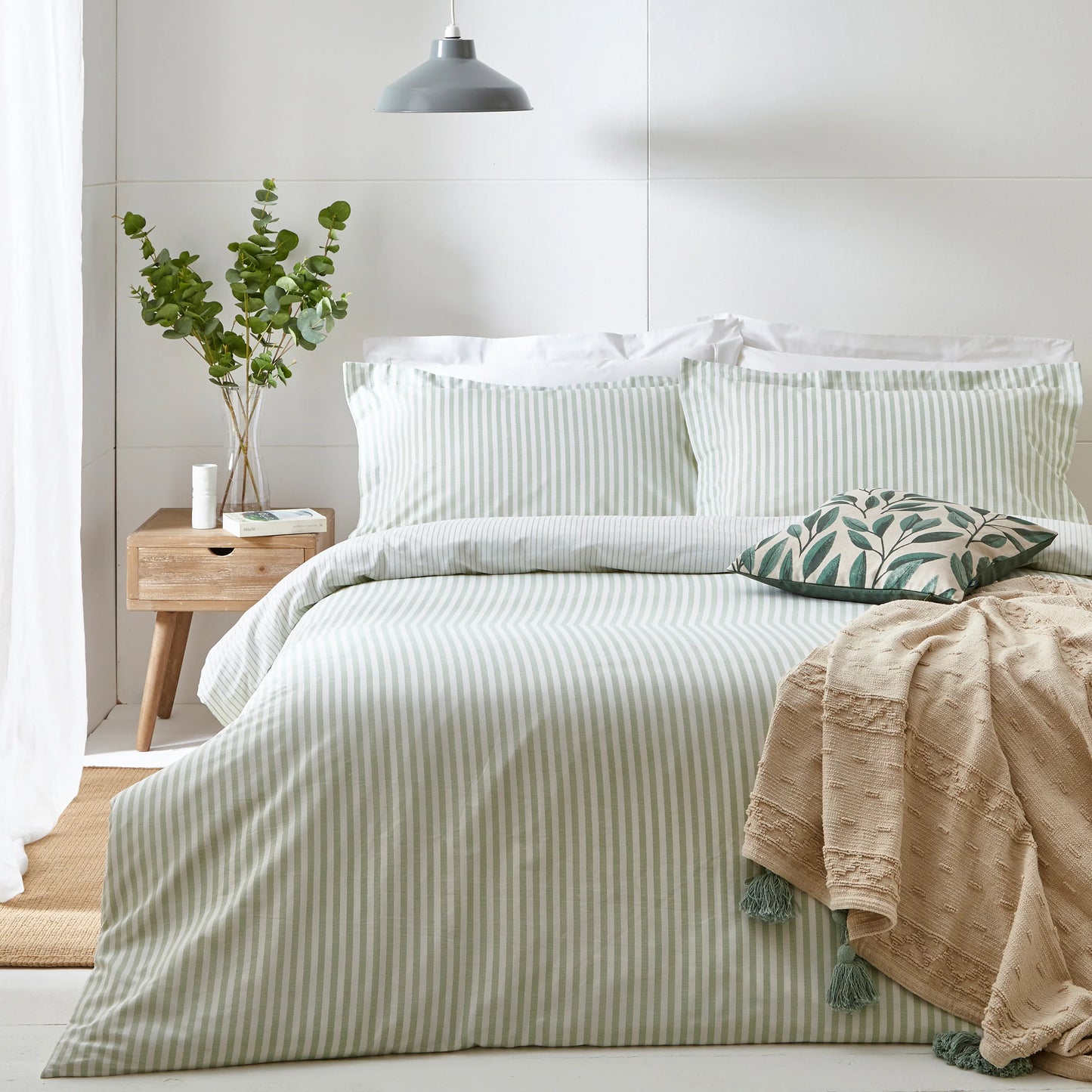 Yard Hebden Stripe Duvet Cover Set - Eucalyptus