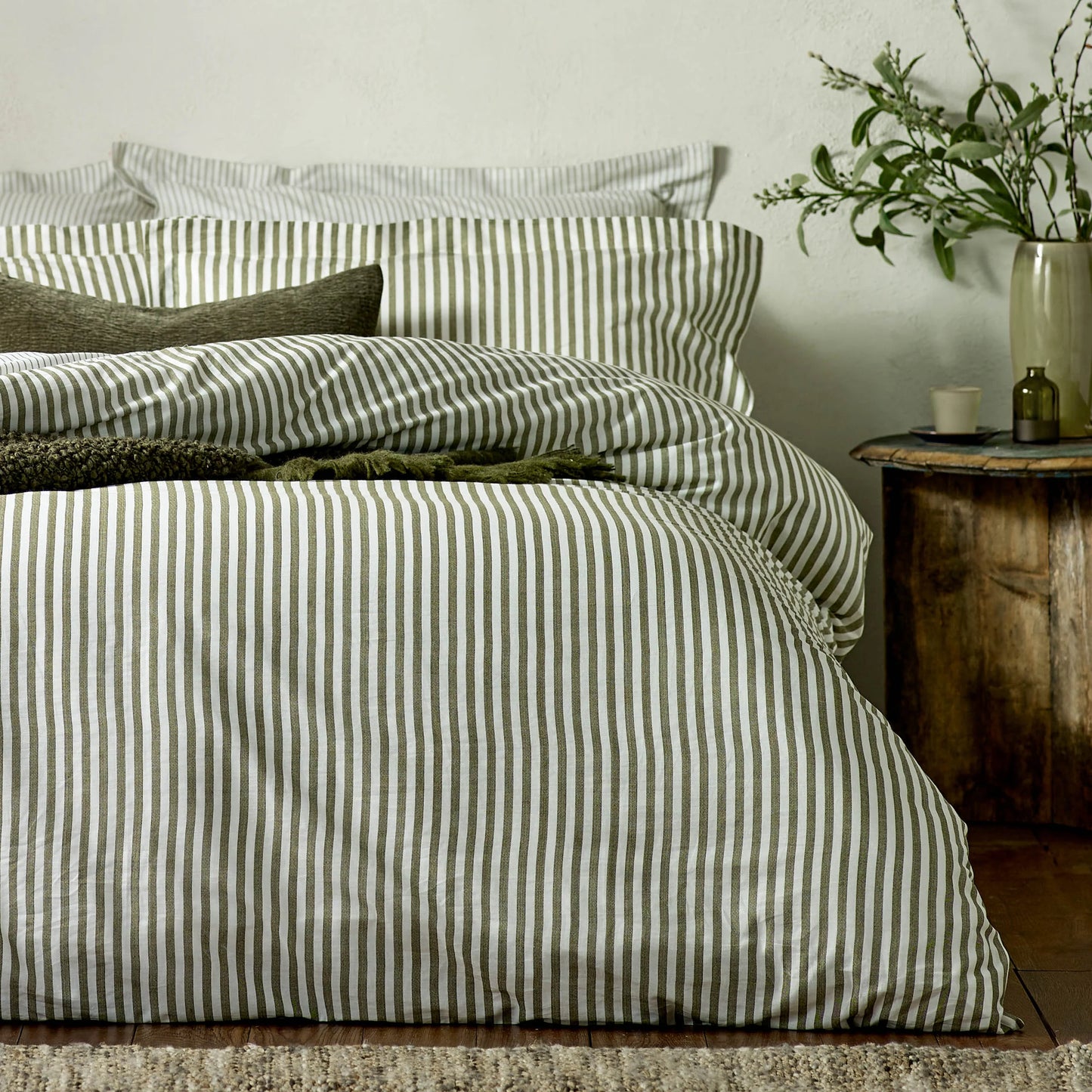 Yard Hebden Stripe Duvet Cover Set - Olive